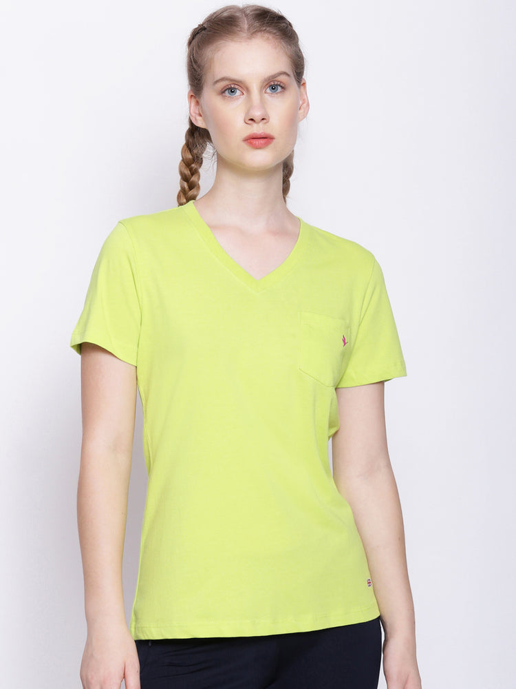 Womens Premium Cotton Solid V- Neck Half Sleeve T-Shirts