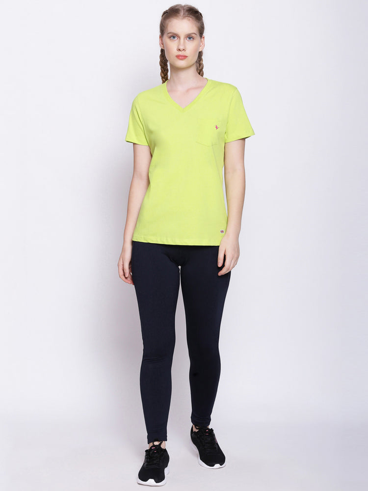 Womens Premium Cotton Solid V- Neck Half Sleeve T-Shirts