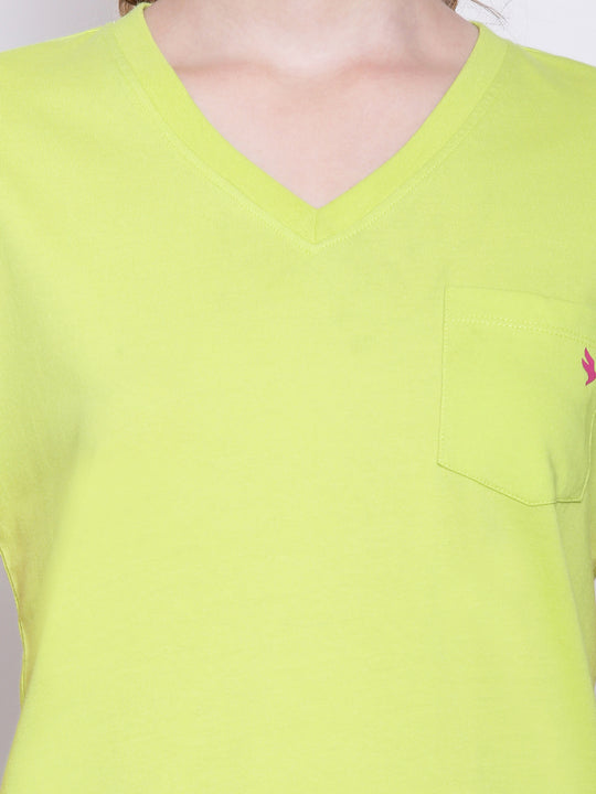 Womens Premium Cotton Solid V- Neck Half Sleeve T-Shirts