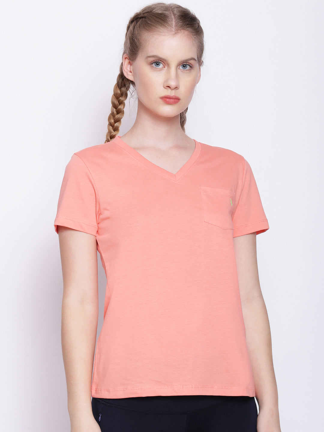 Womens Premium Cotton Solid V- Neck Half Sleeve T-Shirts