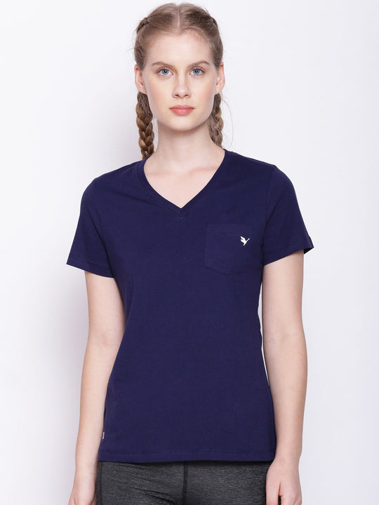 Womens Premium Cotton Solid V- Neck Half Sleeve T-Shirts
