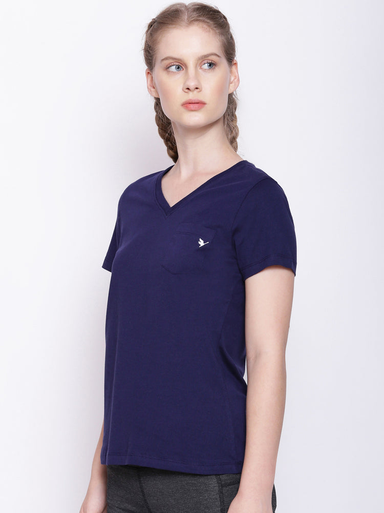 Womens Premium Cotton Solid V- Neck Half Sleeve T-Shirts