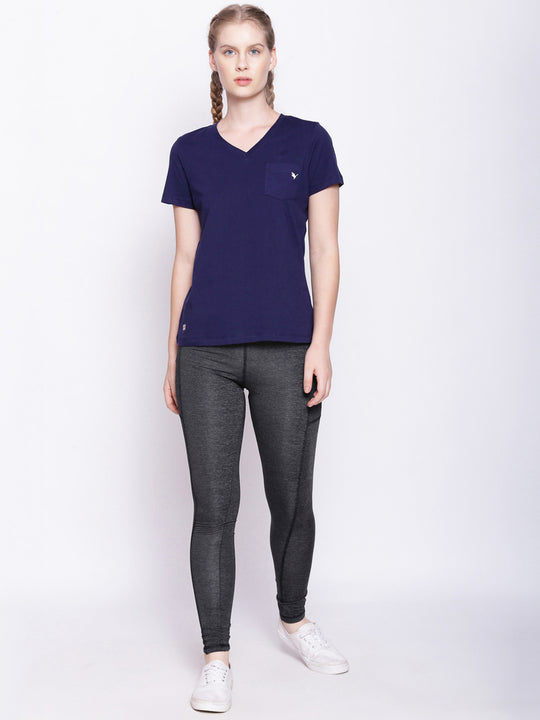 Womens Premium Cotton Solid V- Neck Half Sleeve T-Shirts