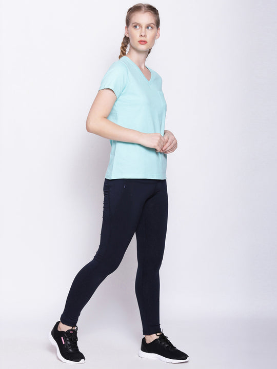 Womens Premium Cotton Solid V- Neck Half Sleeve T-Shirts