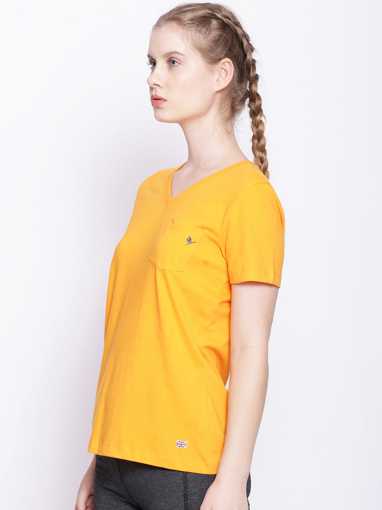 Women'S Premium Cotton Solid V- Neck Half Sleeve T-Shirts