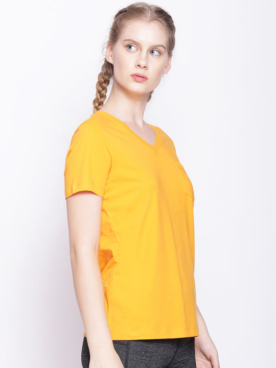 Women'S Premium Cotton Solid V- Neck Half Sleeve T-Shirts