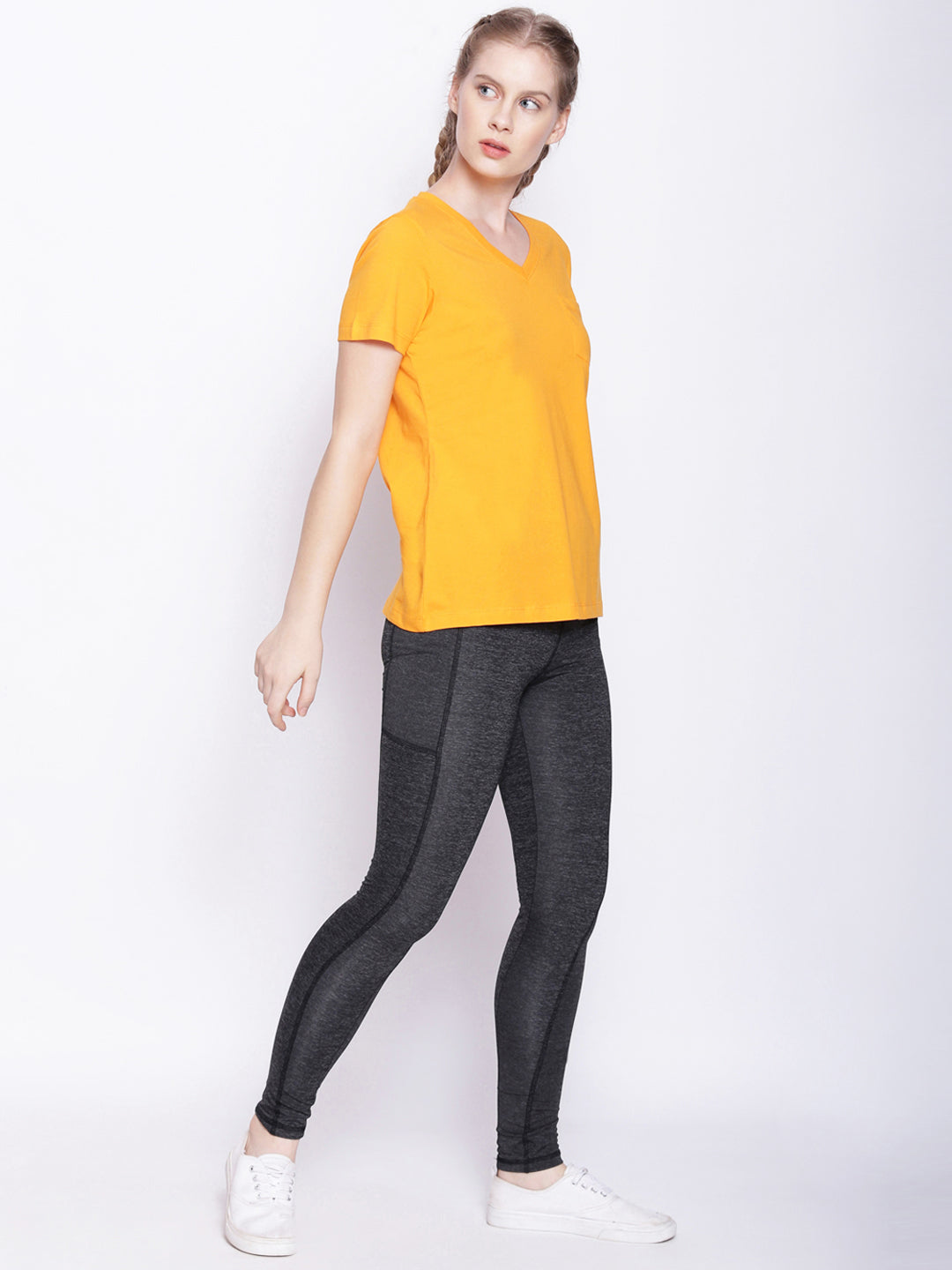 Women'S Premium Cotton Solid V- Neck Half Sleeve T-Shirts