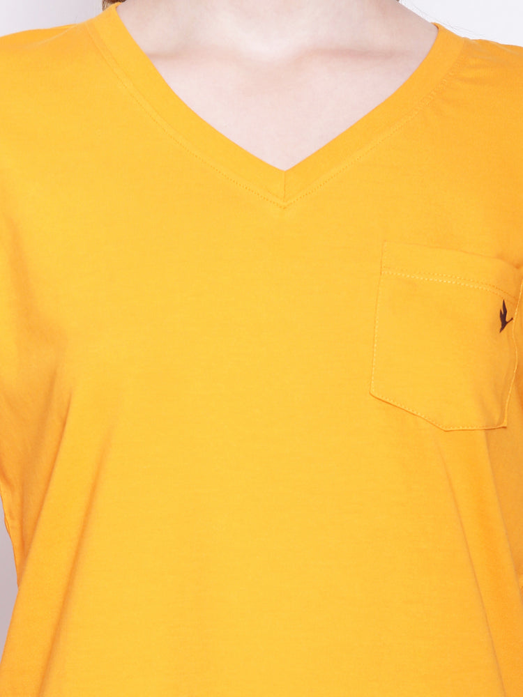 Women'S Premium Cotton Solid V- Neck Half Sleeve T-Shirts