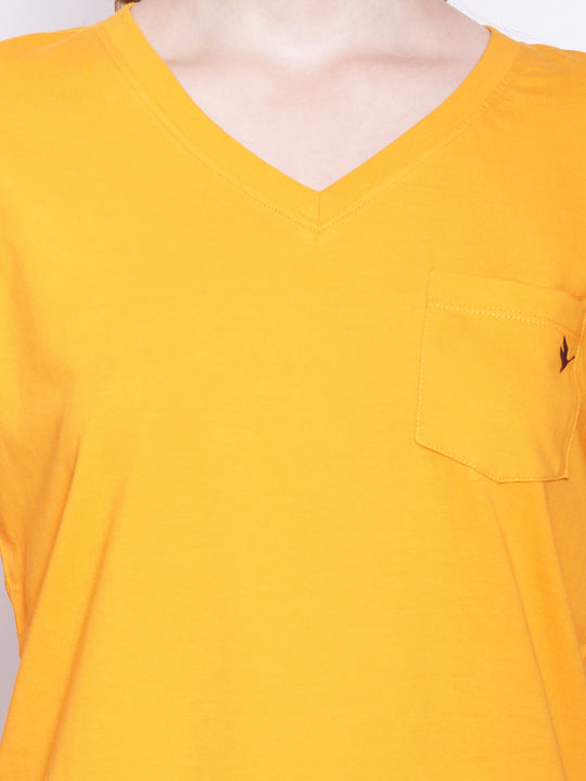 Women'S Premium Cotton Solid V- Neck Half Sleeve T-Shirts