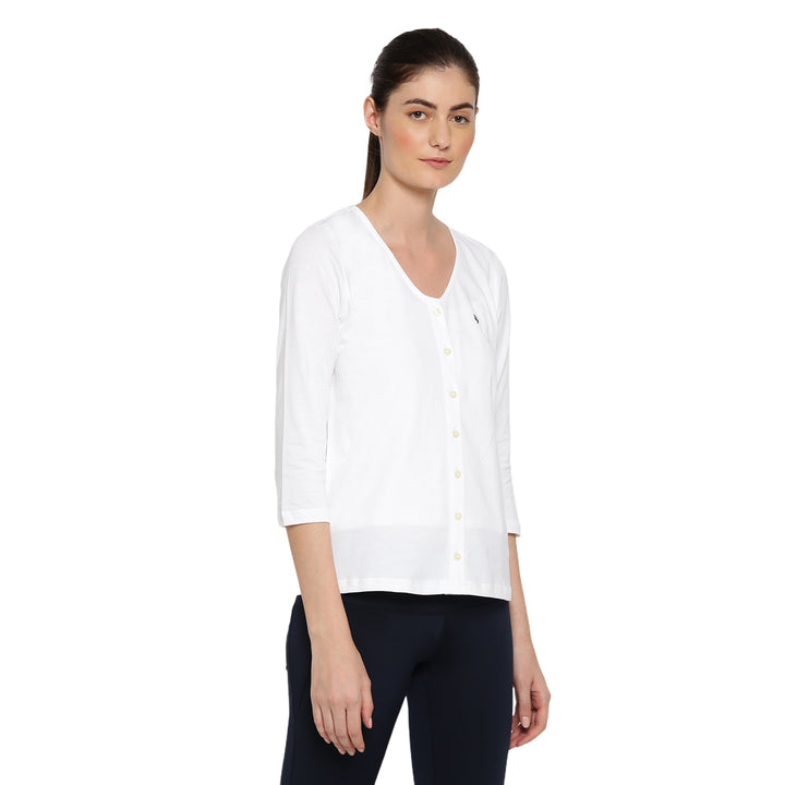 Womens Premium Cotton 3/4 Sleeve V- Neck Tops