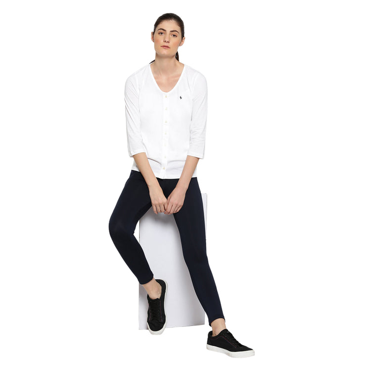 Womens Premium Cotton 3/4 Sleeve V- Neck Tops