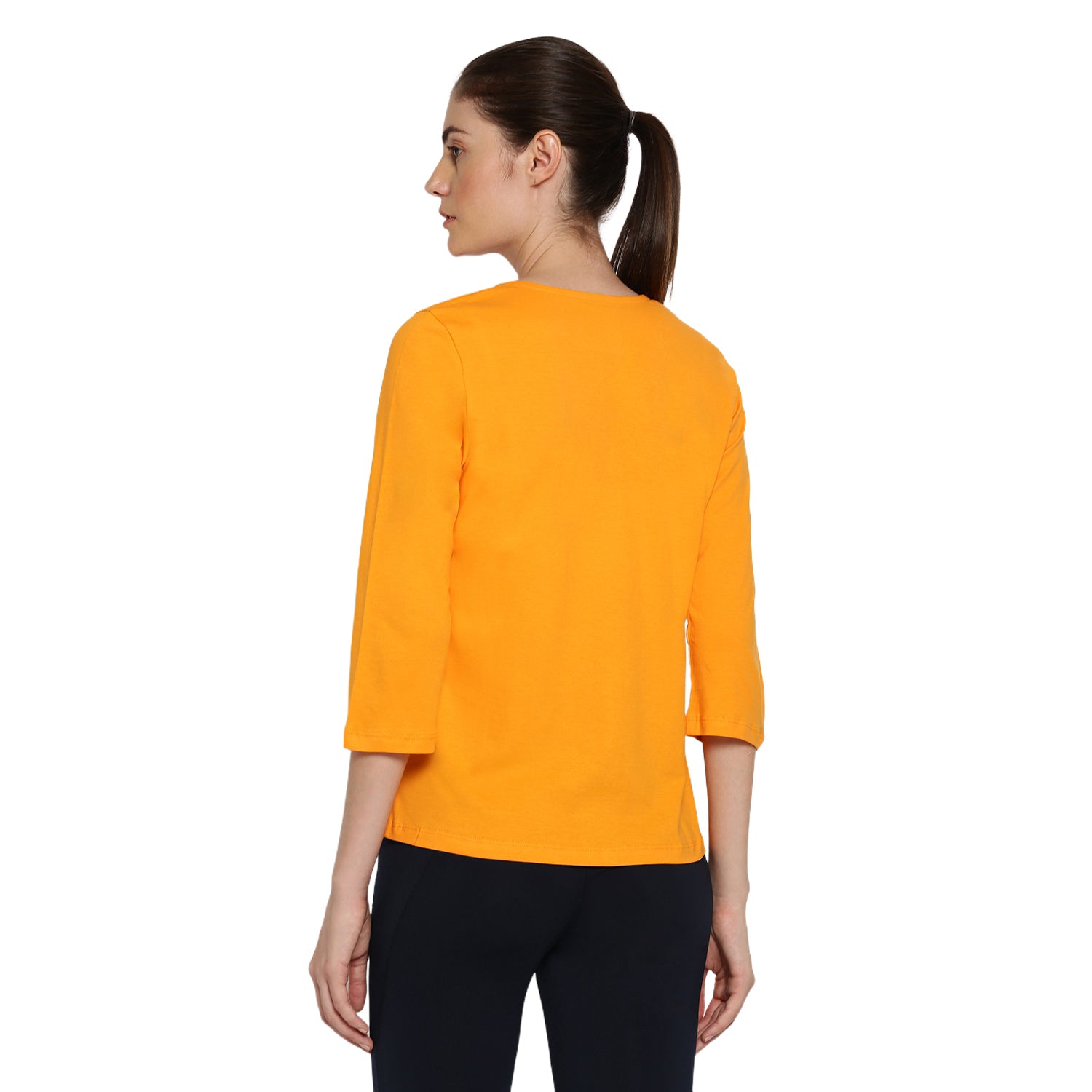 Womens Premium Cotton 3/4 Sleeve V- Neck Tops