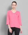 WOMENS PREMIUM COTTON 3/4 SLEEVE V- NECK TOPS