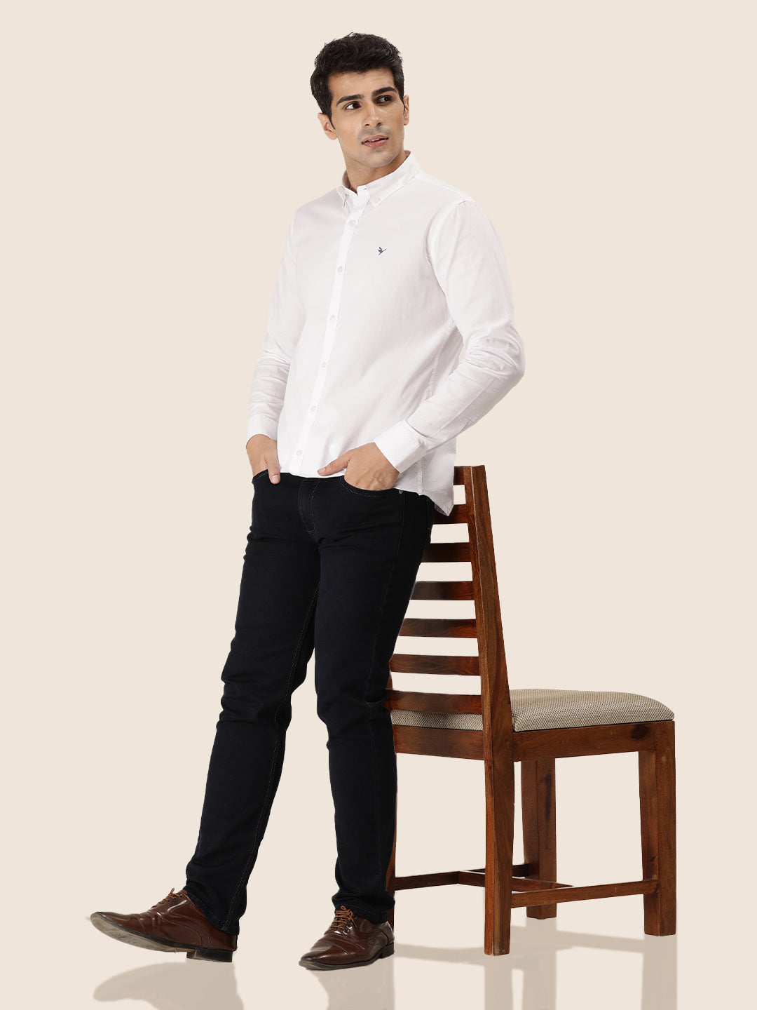 Men'S Premium Cotton Oxford Solid Shirt | White