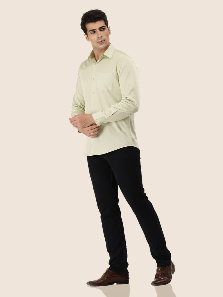 Premium Cotton Lycra Satin Pistachio Green Shirt