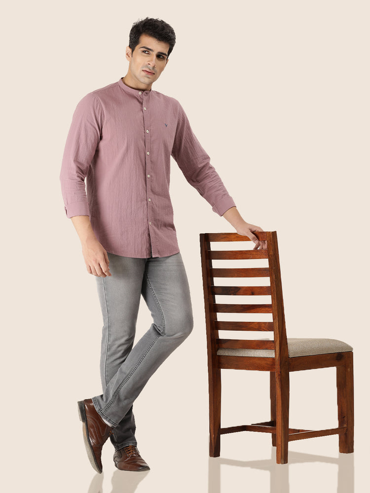 Premium Men'S Crinkle Cotton Shirt | Mauve