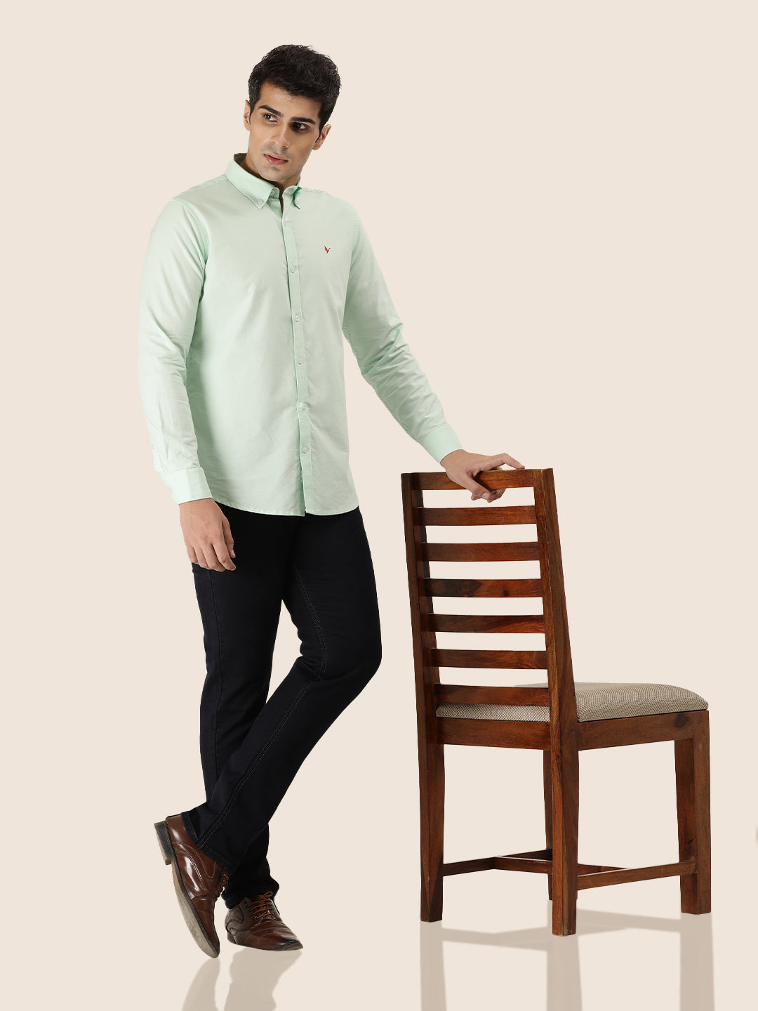 Men'S Premium Cotton Oxford Solid Shirt | Mint Green