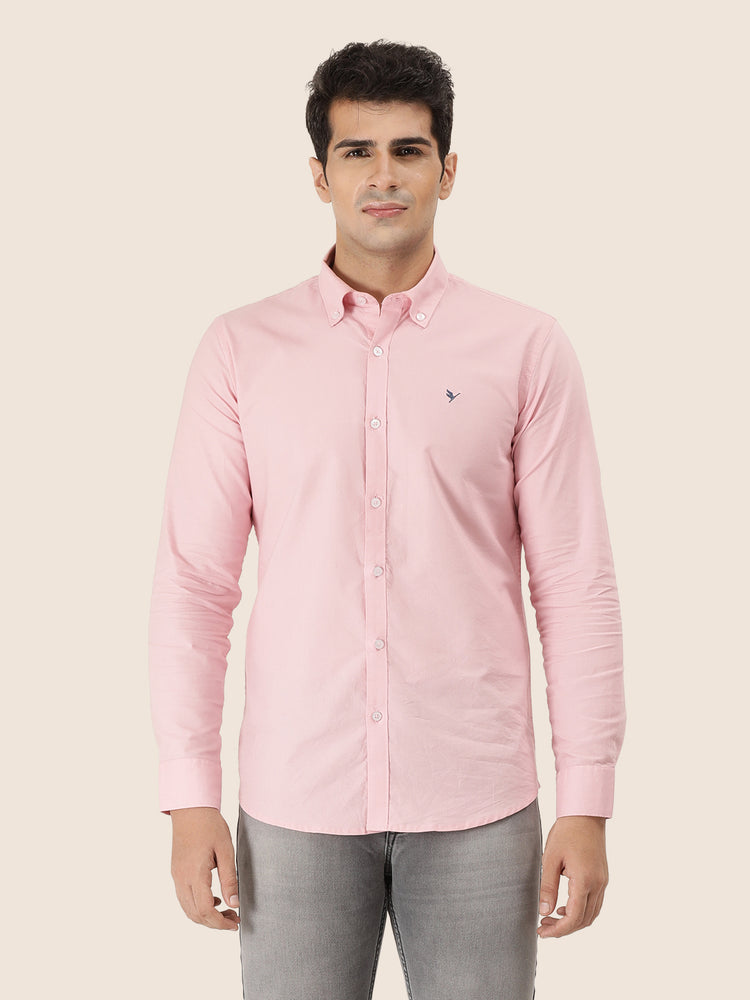 Men'S Premium Cotton Oxford Solid Shirt | Pink