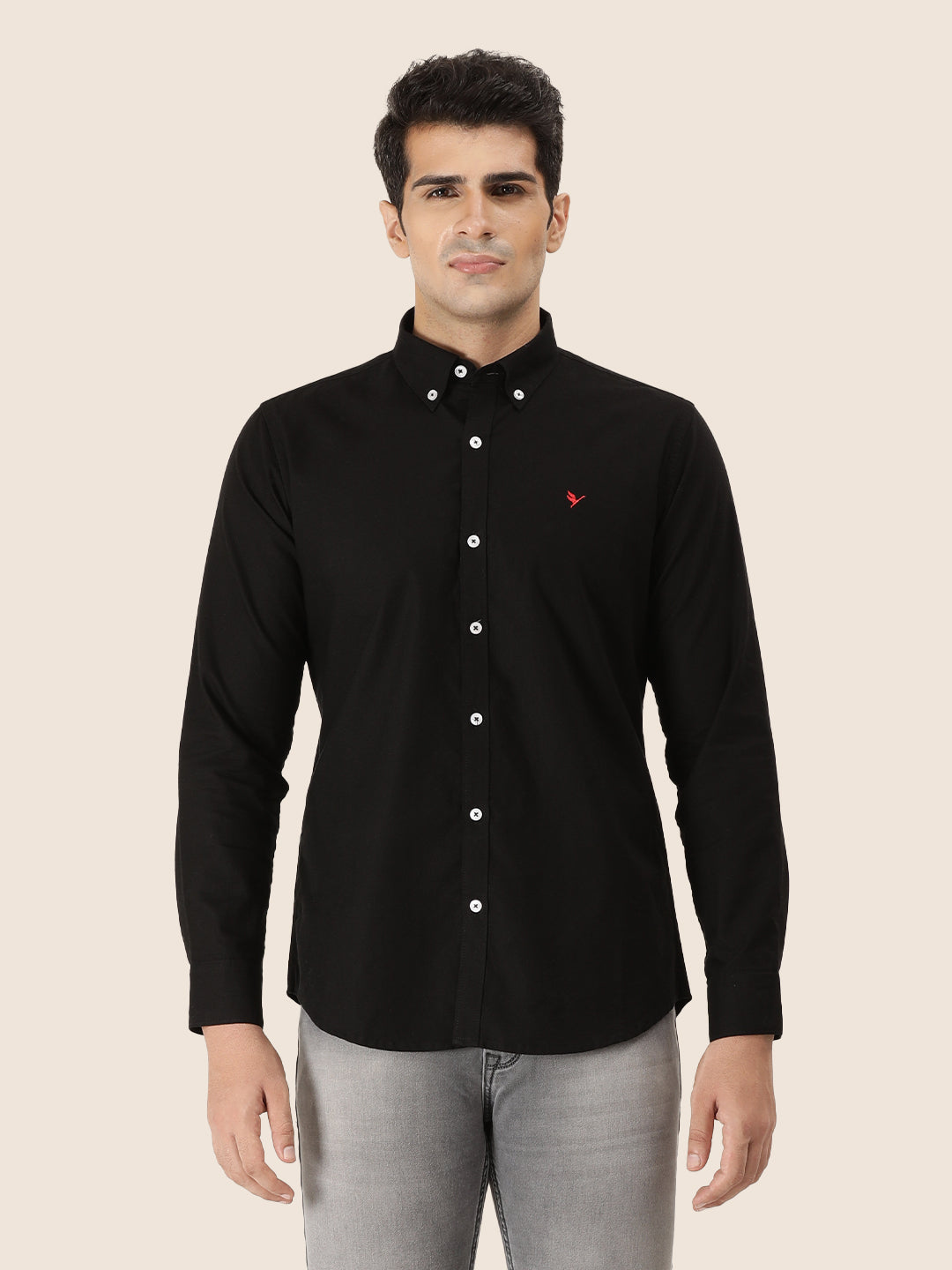 Men'S Premium Cotton Oxford Solid Shirt | Black Color