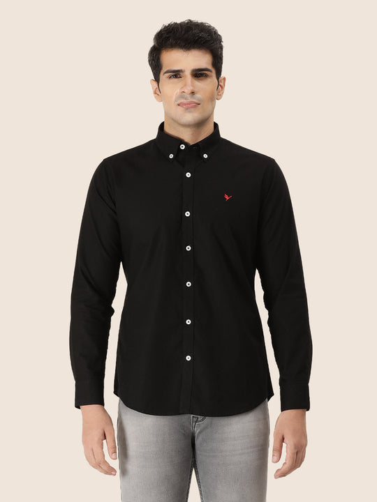 Men'S Premium Cotton Oxford Solid Shirt | Black Color