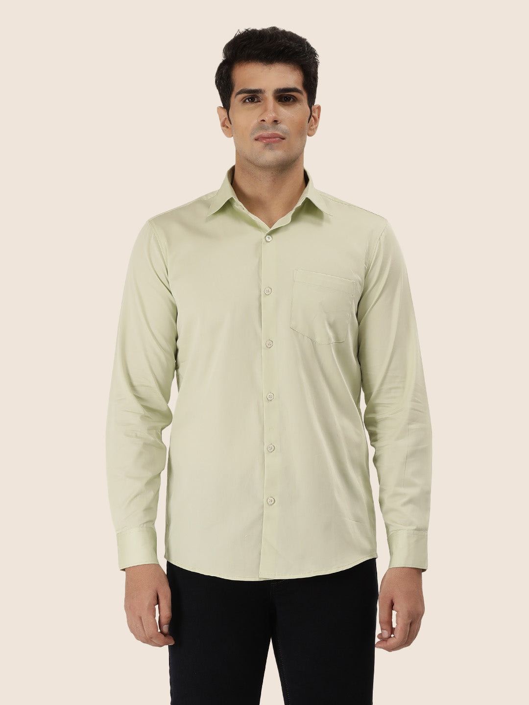 Premium Cotton Lycra Satin Pistachio Green Shirt