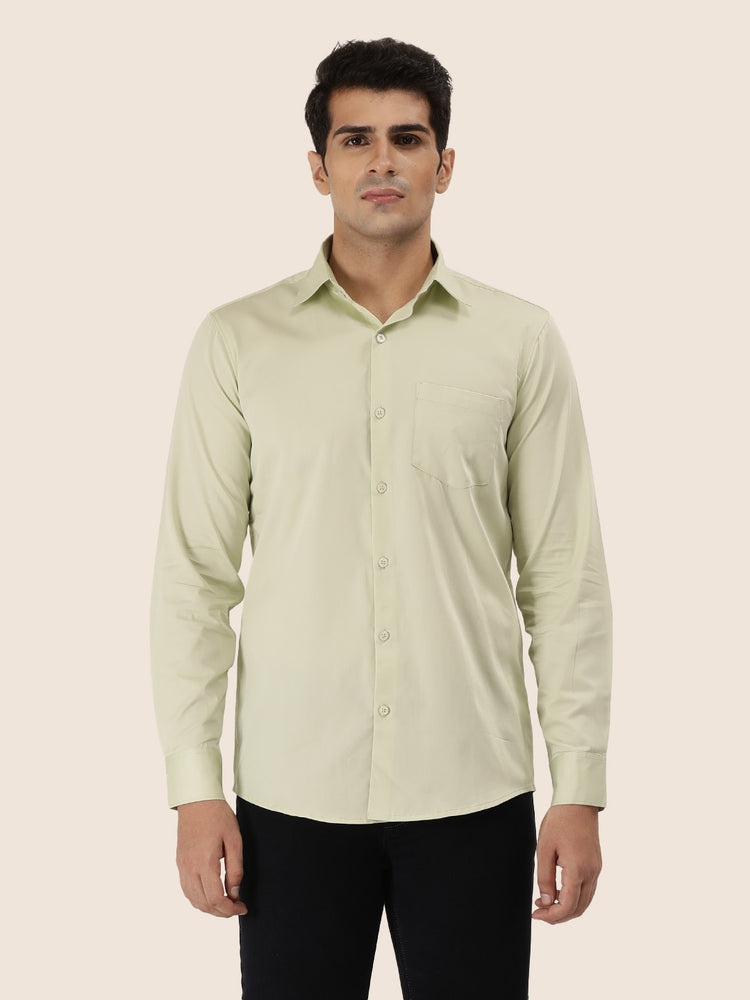 Premium Cotton Lycra Satin Pistachio Green Shirt