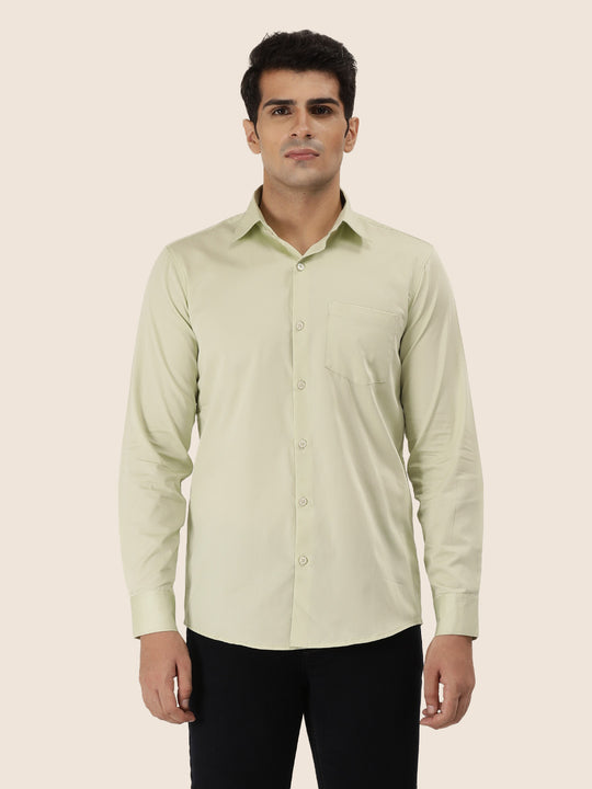 Premium Cotton Lycra Satin Pistachio Green Shirt