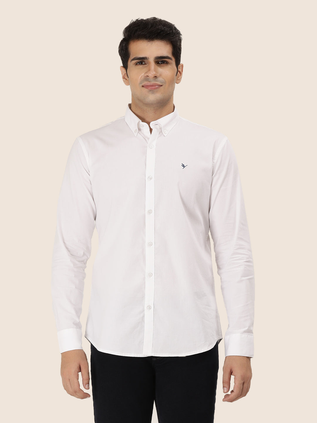 Men'S Premium Cotton Oxford Solid Shirt | White