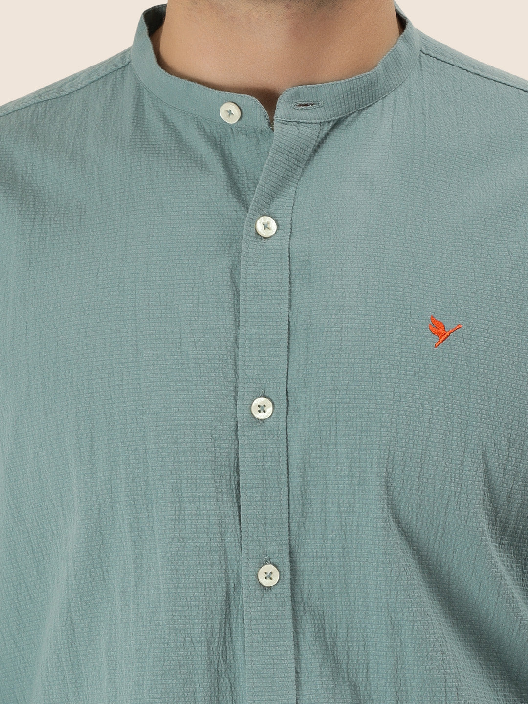 Premium Men'S Crinkle Cotton Shirt | Turquoise