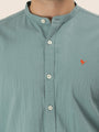 Premium Men'S Crinkle Cotton Shirt | Turquoise