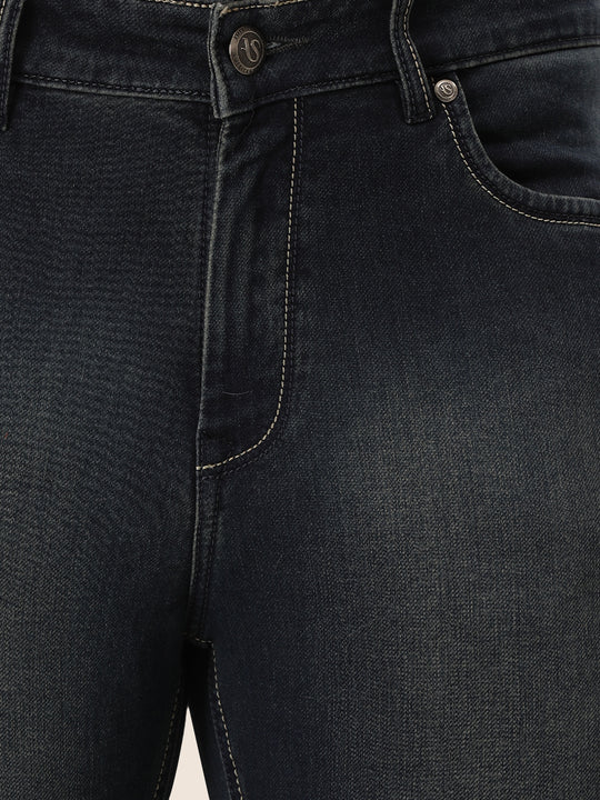 Amswan Premium Men'S Blue Dirty Wash Classic Fit Jeans