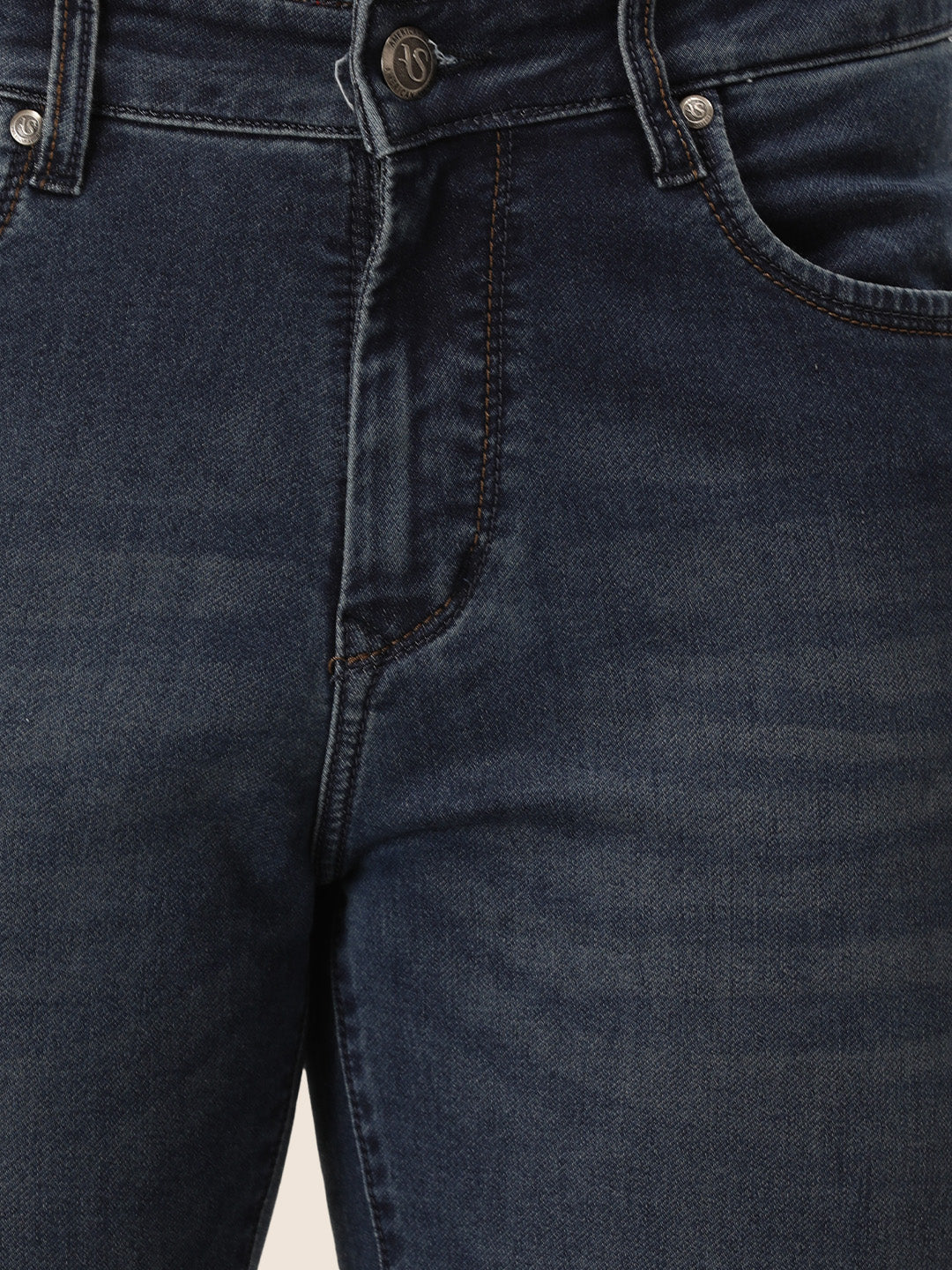 Amswan Premium Men'S Blue Dirty Wash Classic Fit Jeans