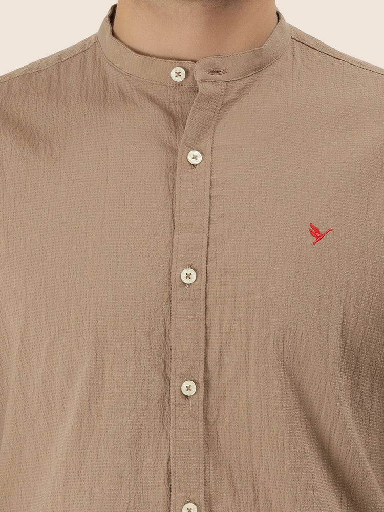 Premium Men'S Crinkle Cotton Shirt | Mustard