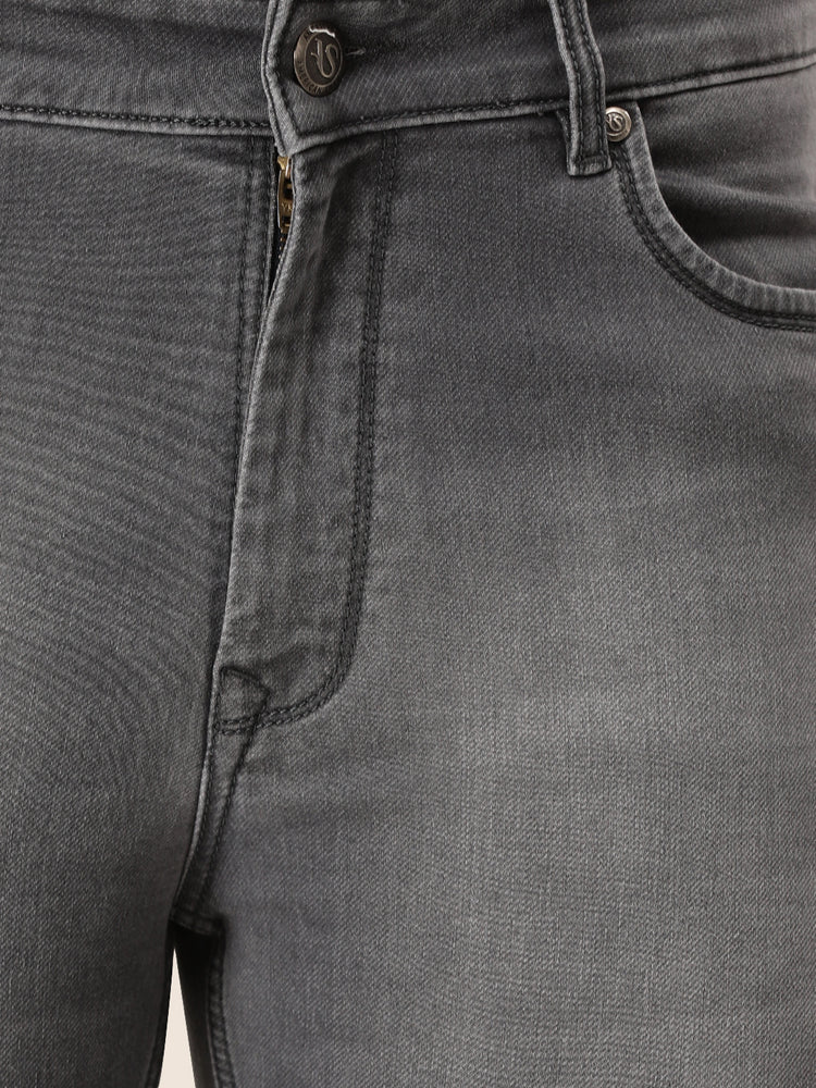 Amswan Premium Men'S Grey Dirty Wash Classic Fit Jeans