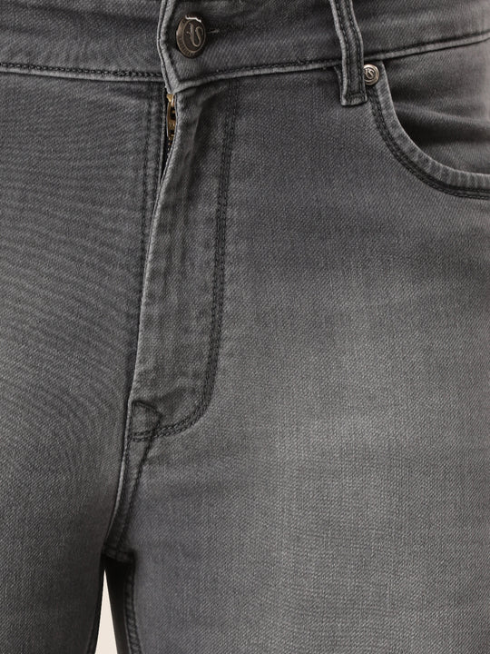 Amswan Premium Men'S Grey Dirty Wash Classic Fit Jeans