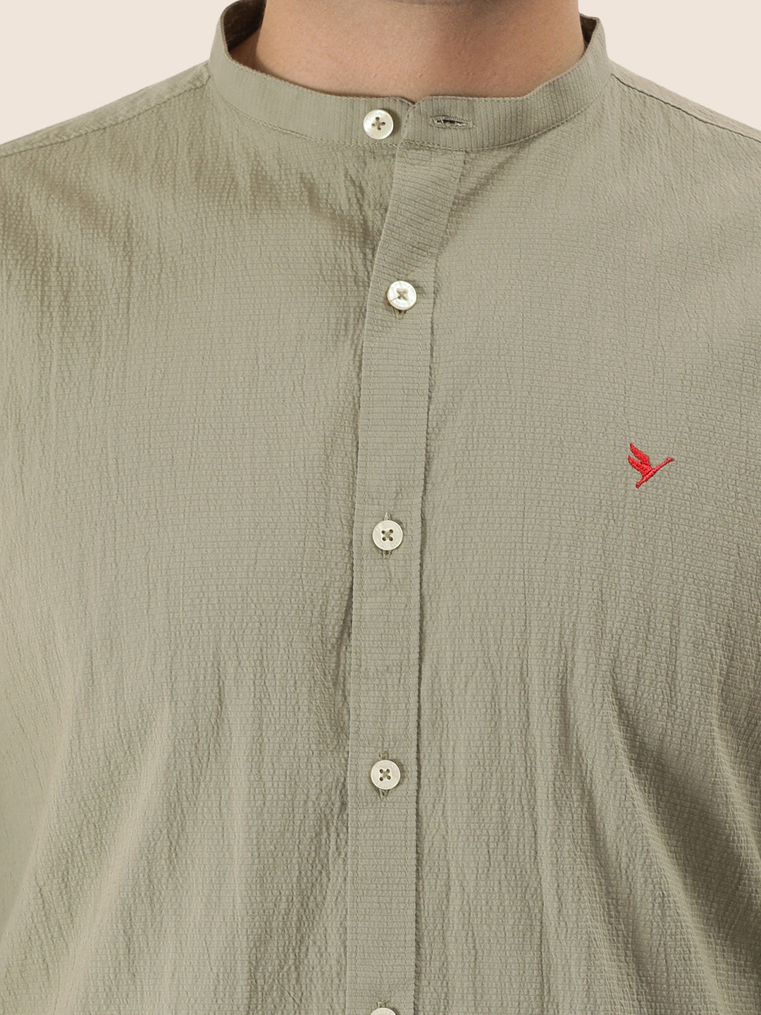 Premium Men'S Crinkle Cotton Shirt | Green