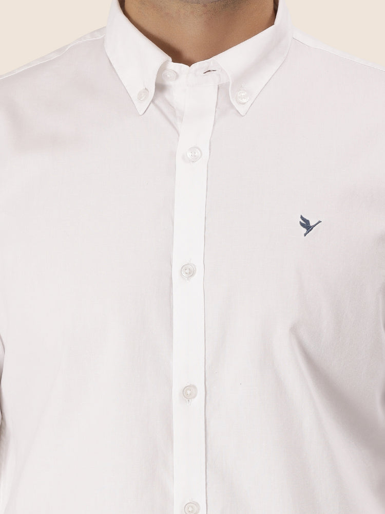 Men'S Premium Cotton Oxford Solid Shirt | White