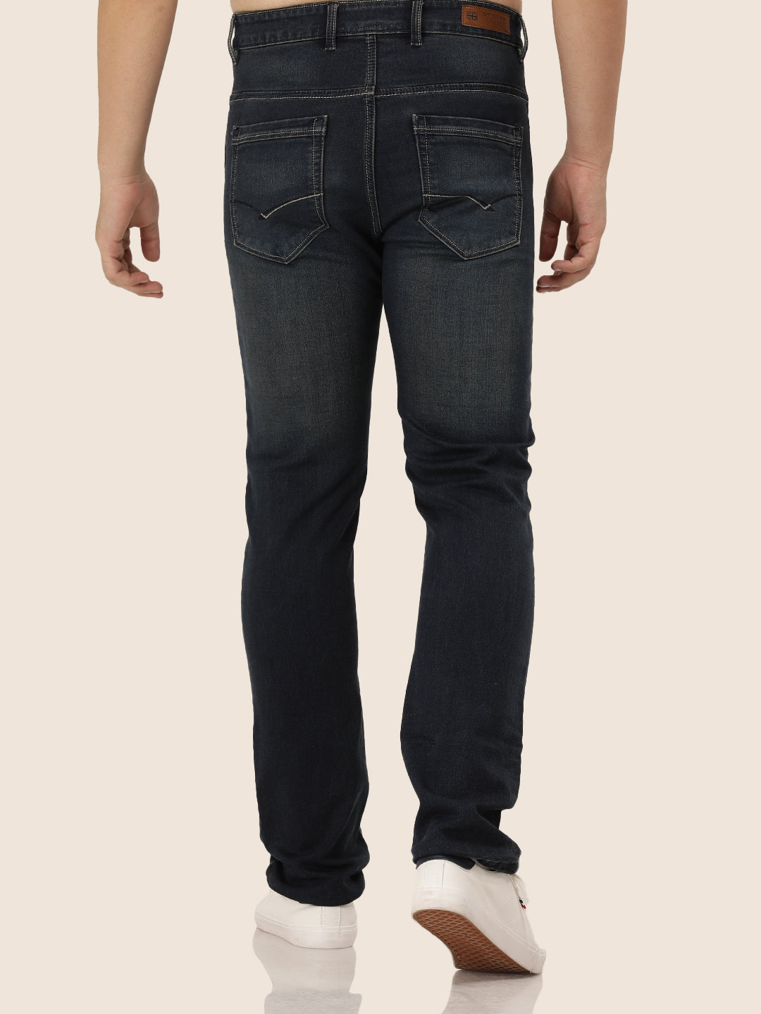 Amswan Premium Men'S Blue Dirty Wash Classic Fit Jeans