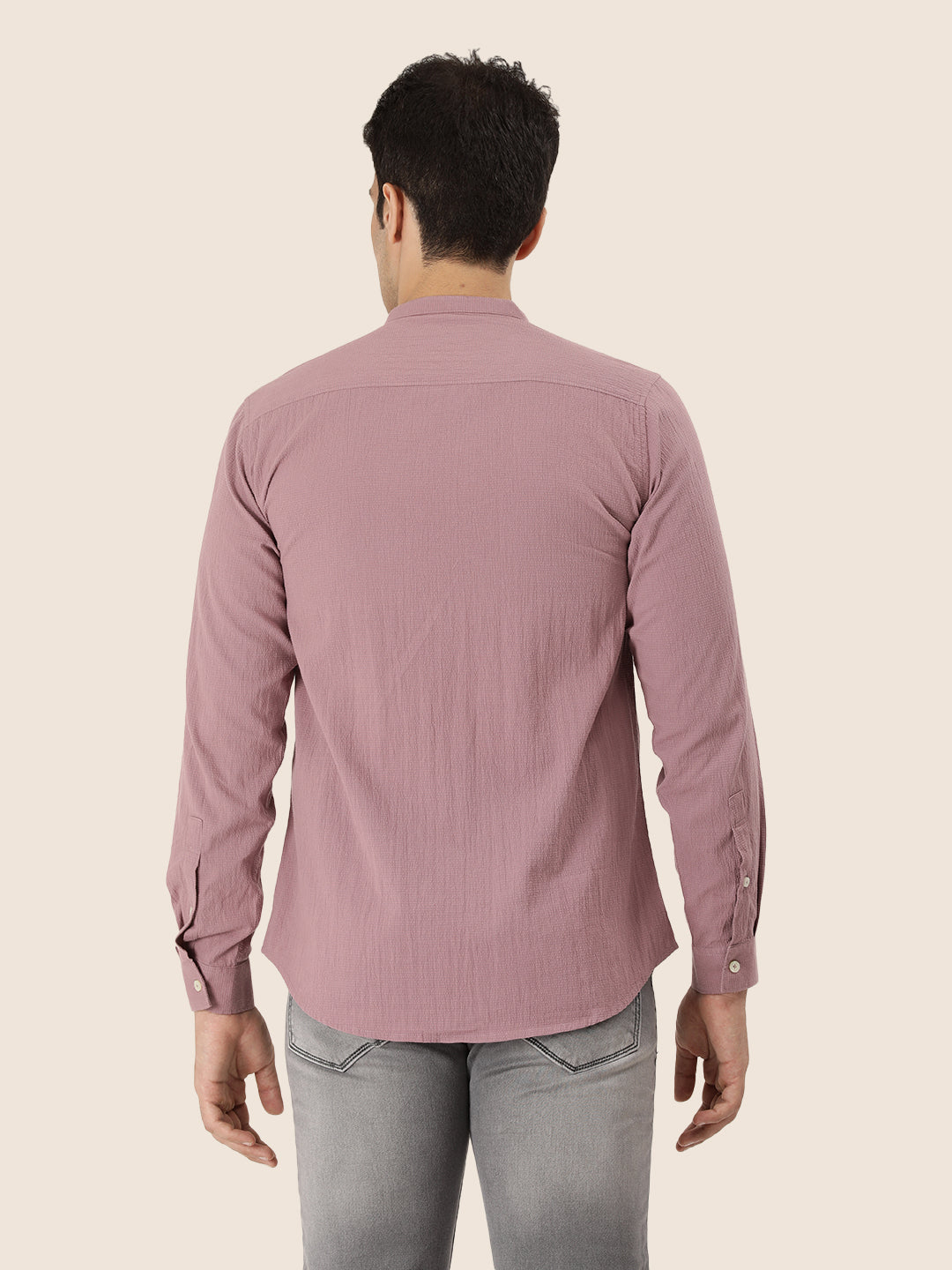 Premium Men'S Crinkle Cotton Shirt | Mauve