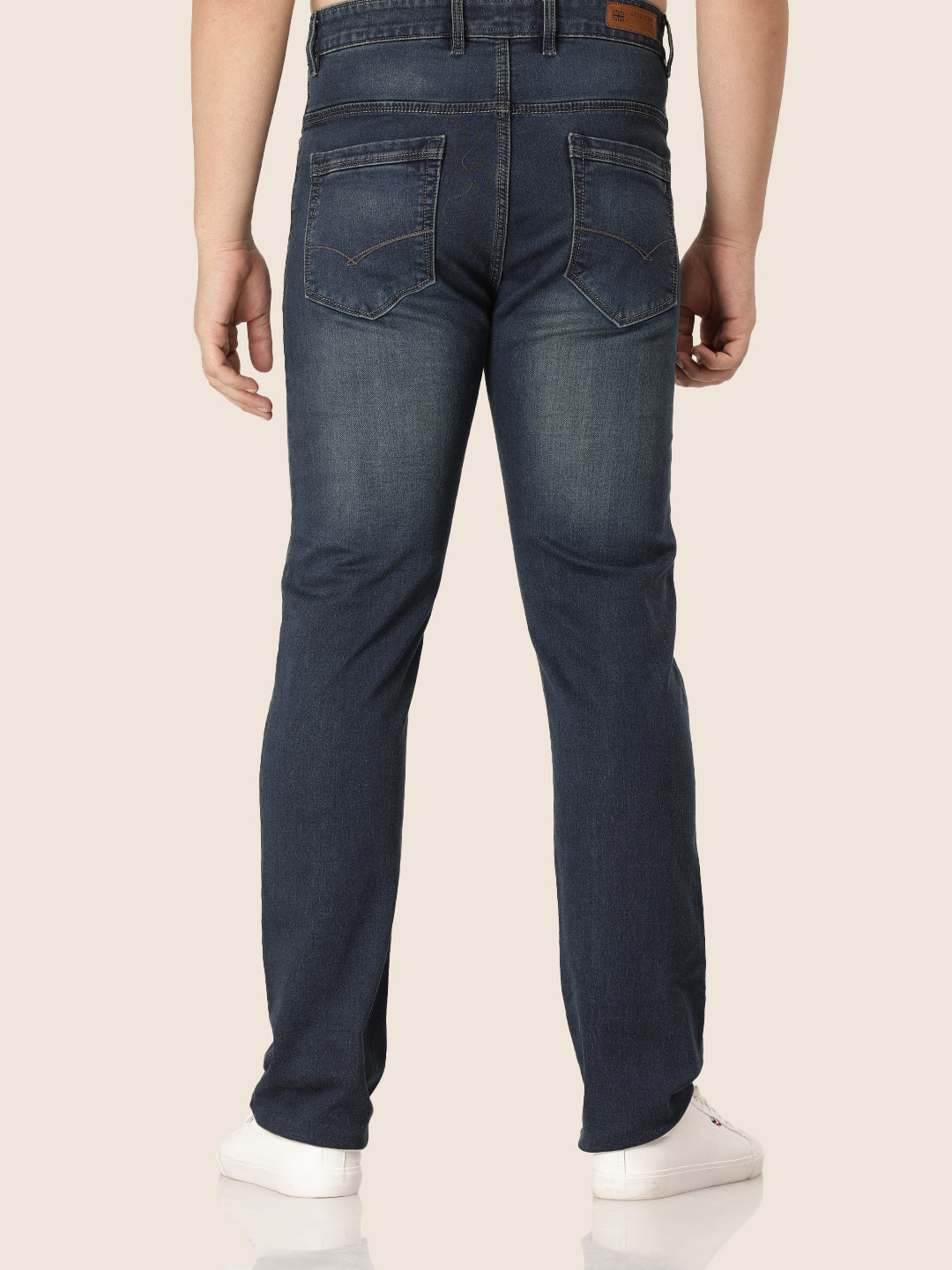 Amswan Premium Men'S Blue Dirty Wash Classic Fit Jeans