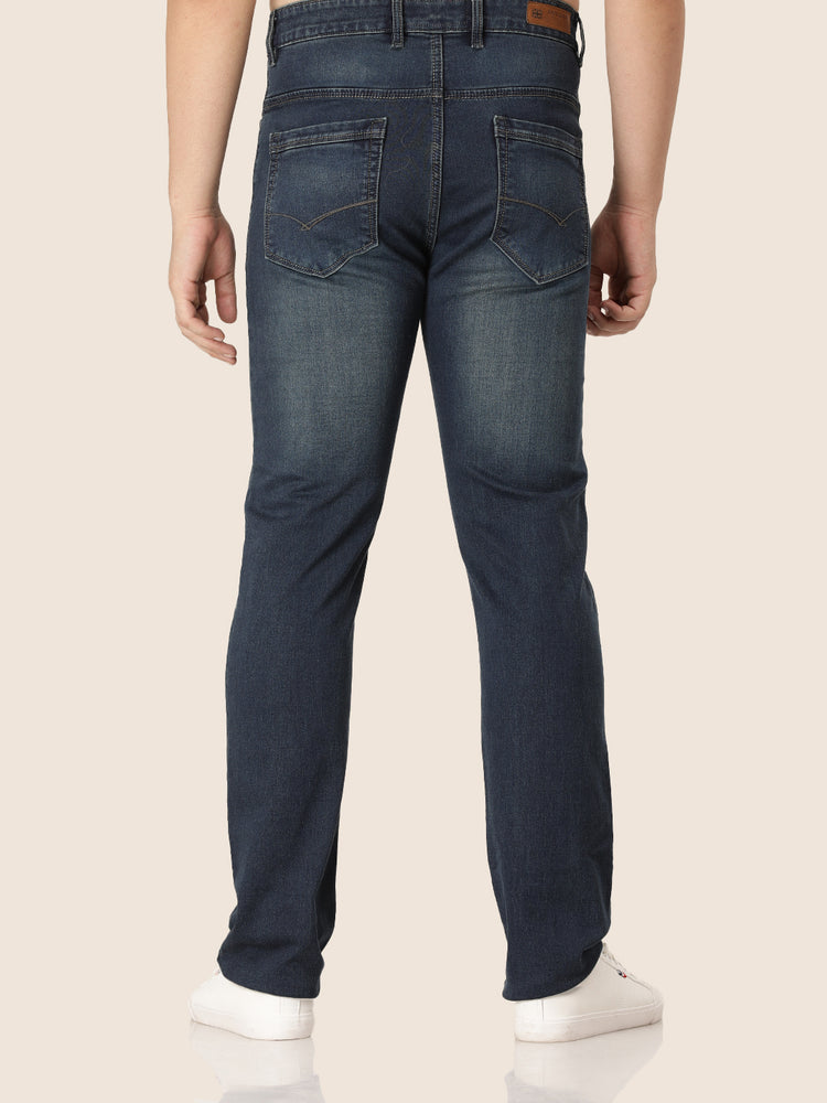 Amswan Premium Men'S Blue Dirty Wash Classic Fit Jeans