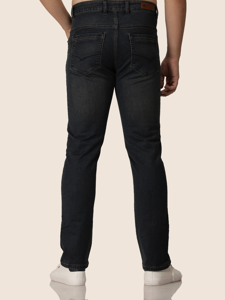 Amswan Premium Men'S Blue Dirty Wash Classic Fit Jeans