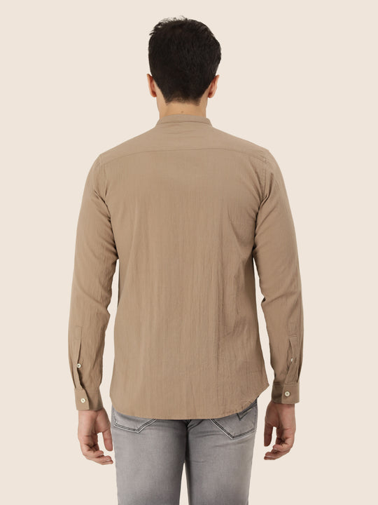 Premium Men'S Crinkle Cotton Shirt | Mustard