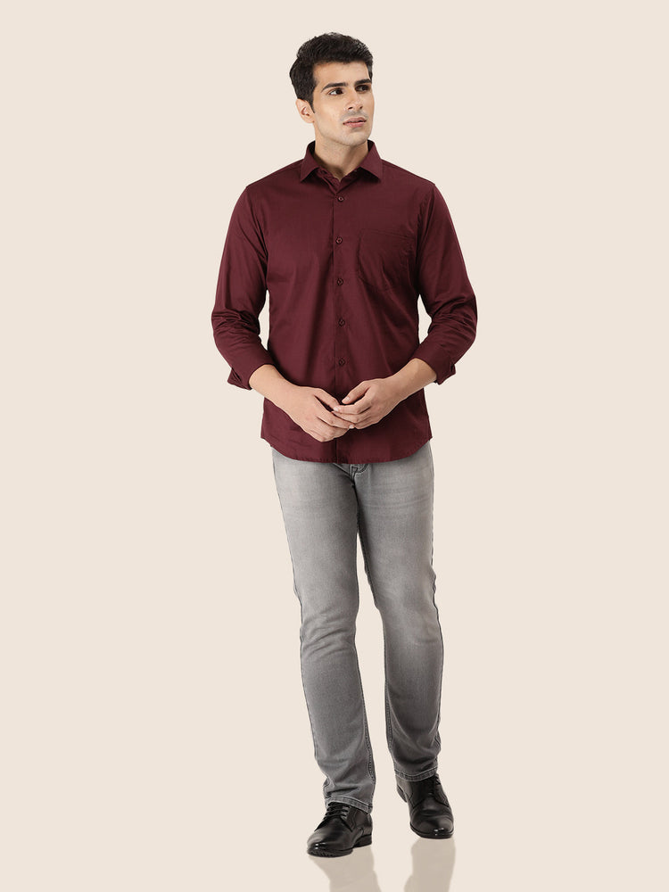 Premium Cotton Lycra Wine Shirt