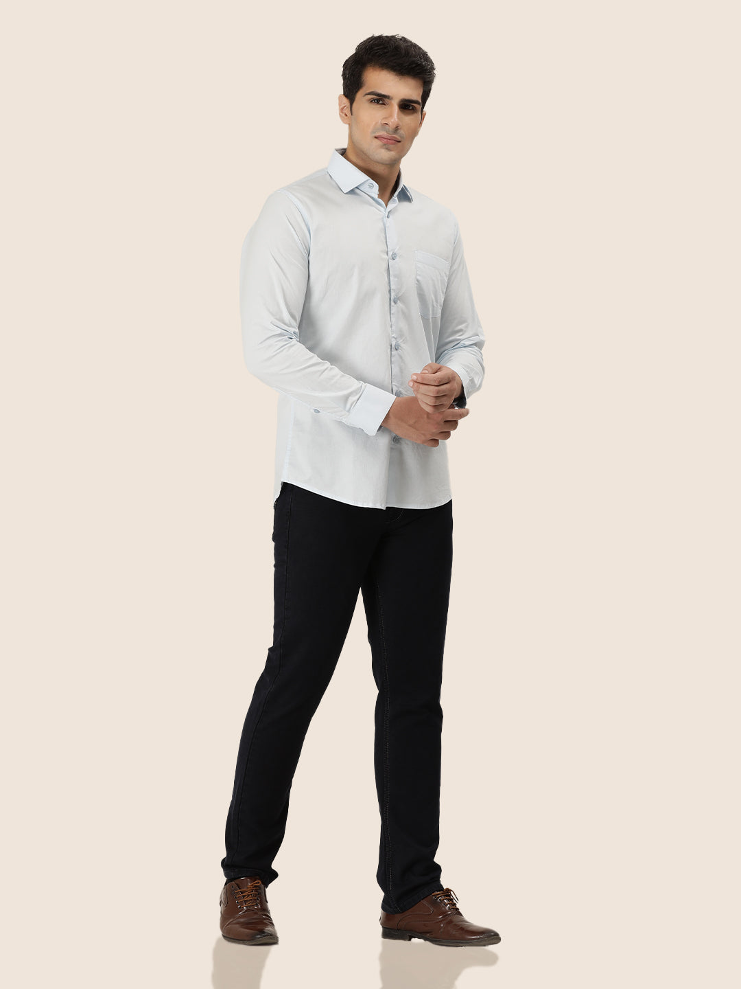 Sky Blue Shirt With Premium Cotton Lycra