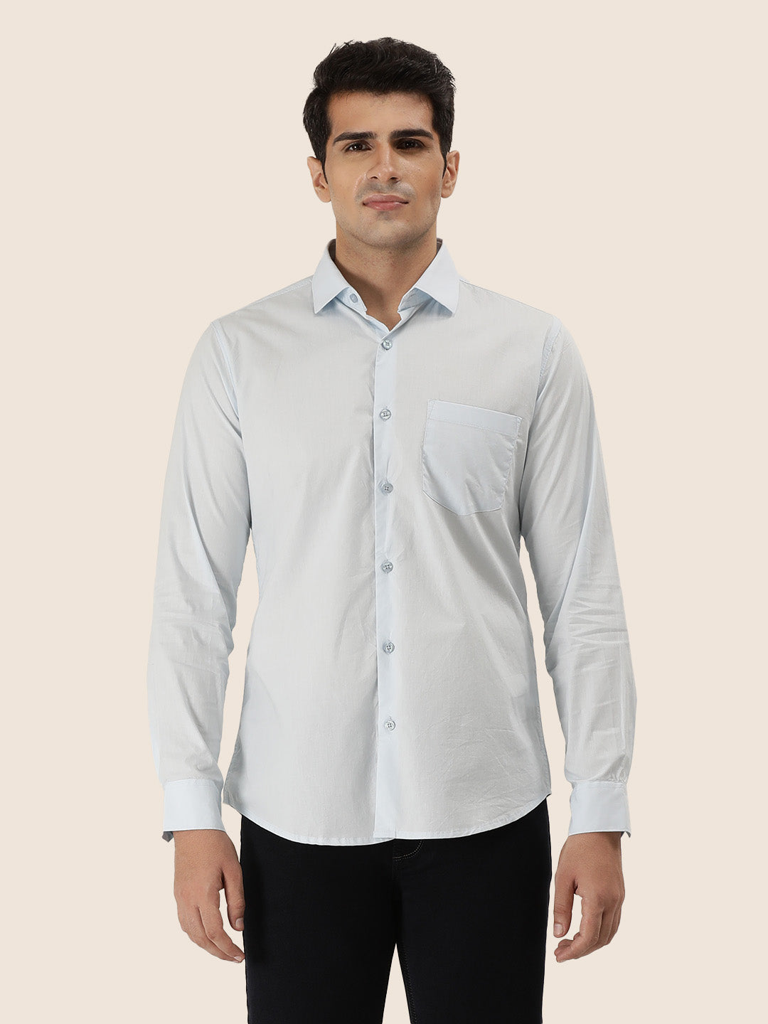 Sky Blue Shirt With Premium Cotton Lycra