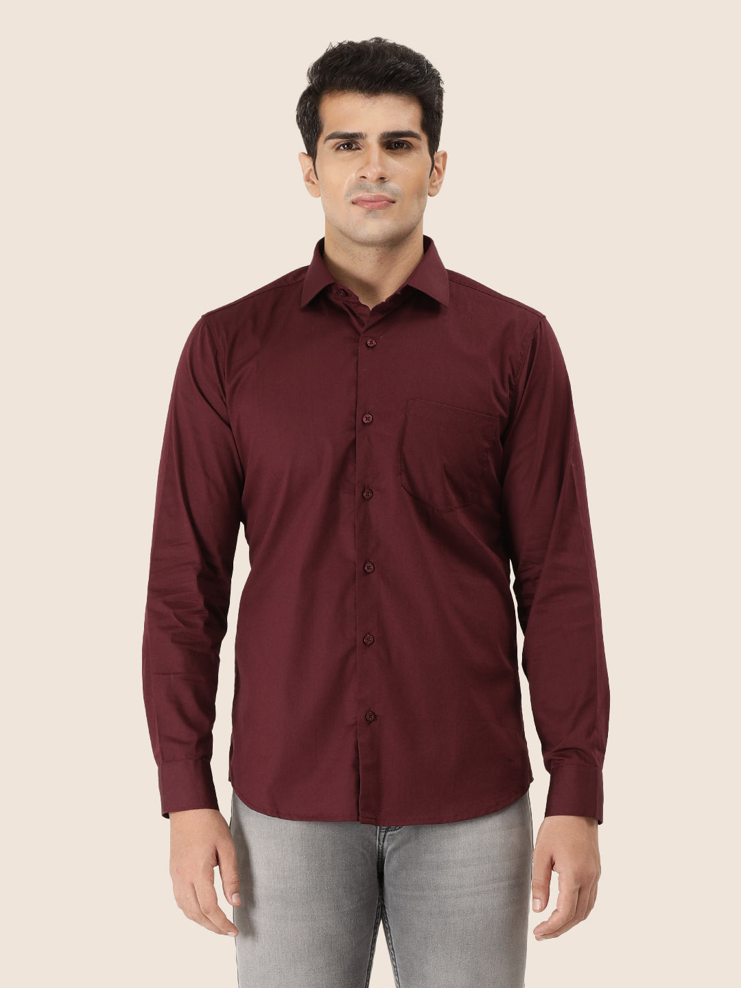 Premium Cotton Lycra Wine Shirt