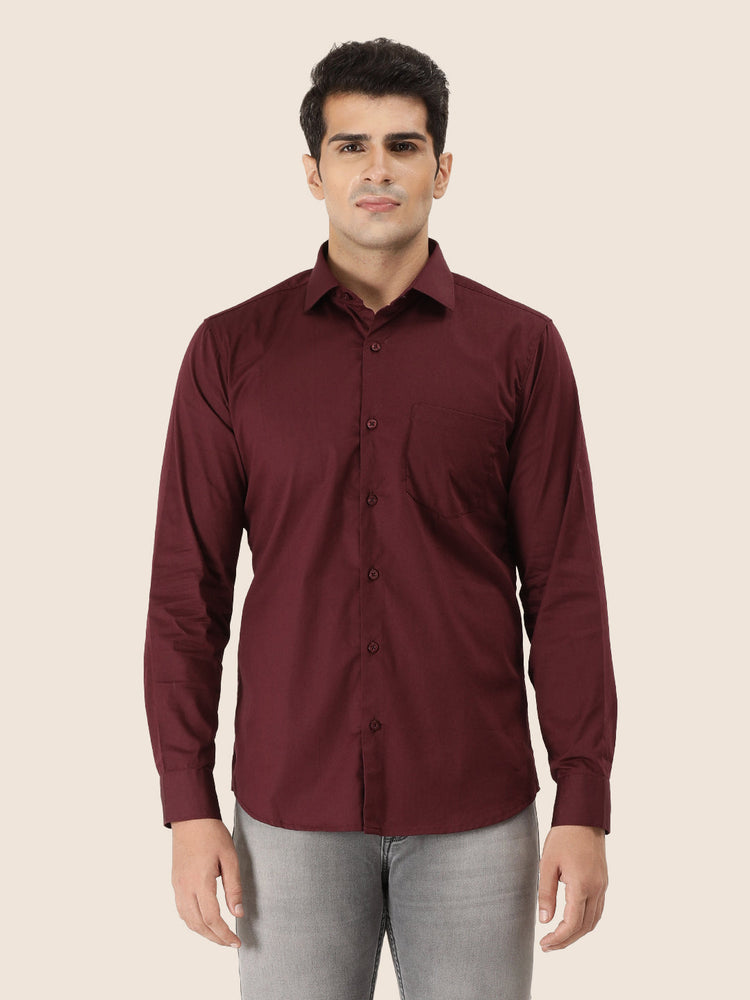 Premium Cotton Lycra Wine Shirt