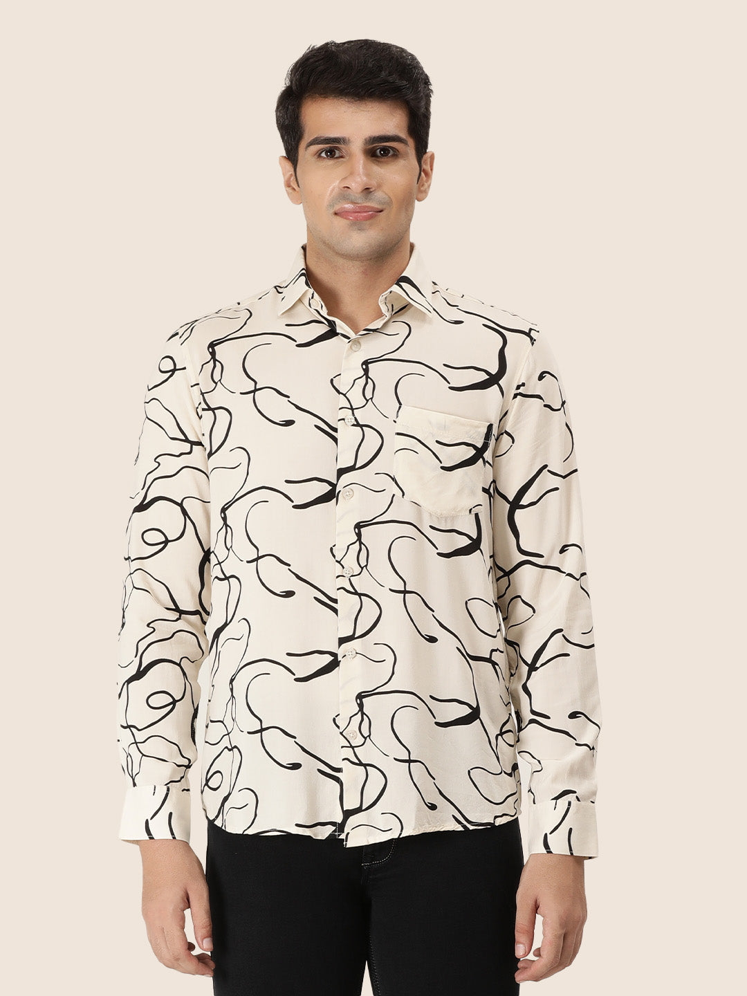 Men'S Premium Rayon Shirt With Abstract Print