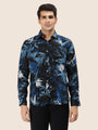 Men'S Premium Rayon Shirt With Tropical Blue Print